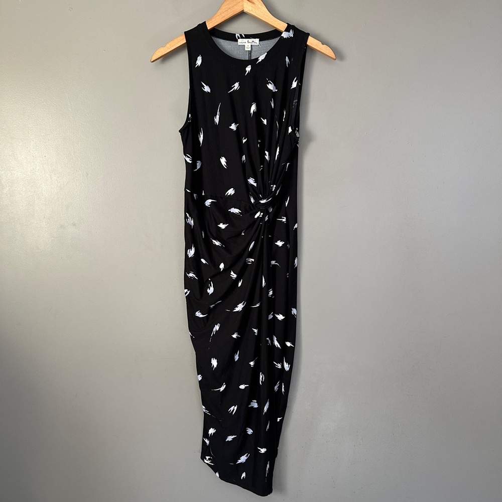 Nine Britton Stitch Fix fitted black printed maxi dress with tie-front detail - Picture 2 of 7